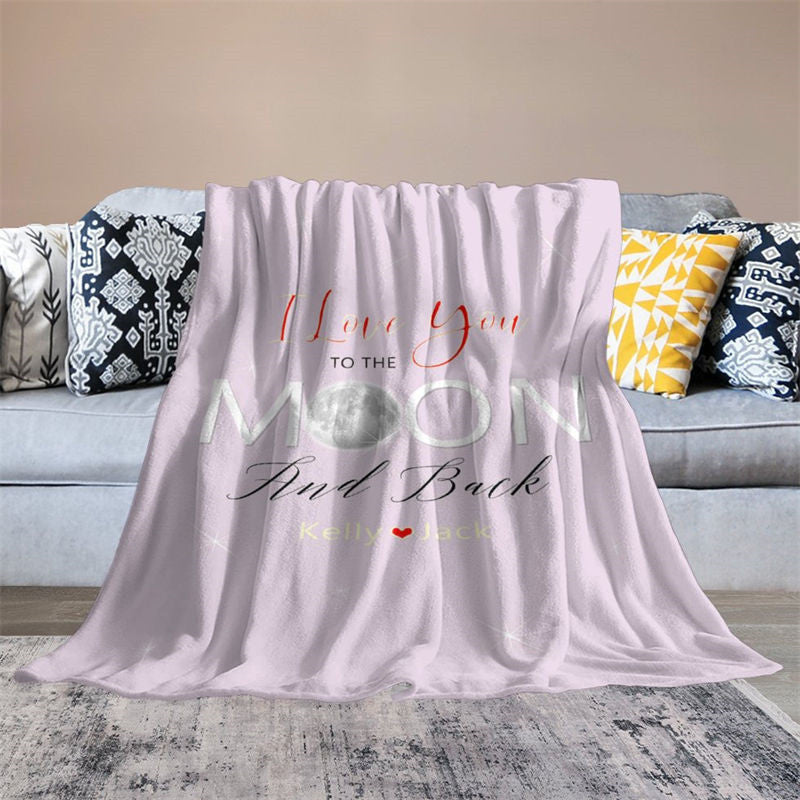 Aperturee - Love You To The Moon Custom Valentines Day Blanket