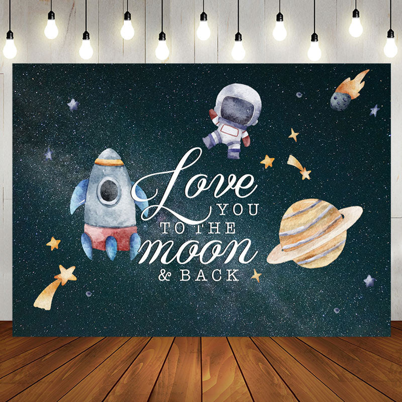 Aperturee - Love You To The Moon Galaxy Baby Shower Backdrop