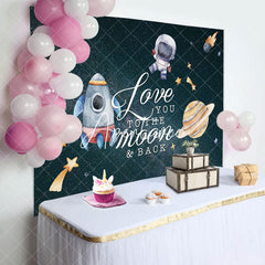 Aperturee - Love You To The Moon Galaxy Baby Shower Backdrop