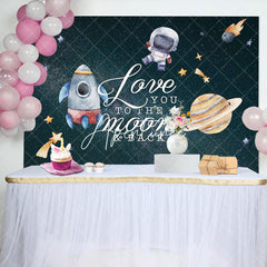 Aperturee - Love You To The Moon Galaxy Baby Shower Backdrop