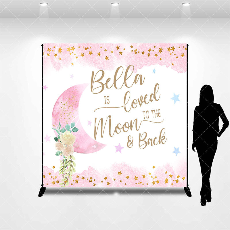 Aperturee - Loved To The Moon Back Custom Baby Shower Backdrop