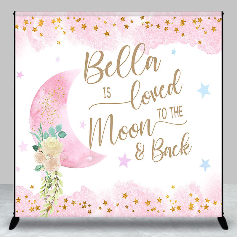 Aperturee - Loved To The Moon Back Custom Baby Shower Backdrop