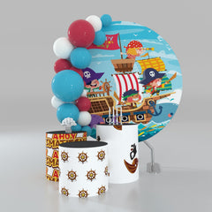 Aperturee Lovely Baby Pirates And Sea Round Birthday Backdrop Kit