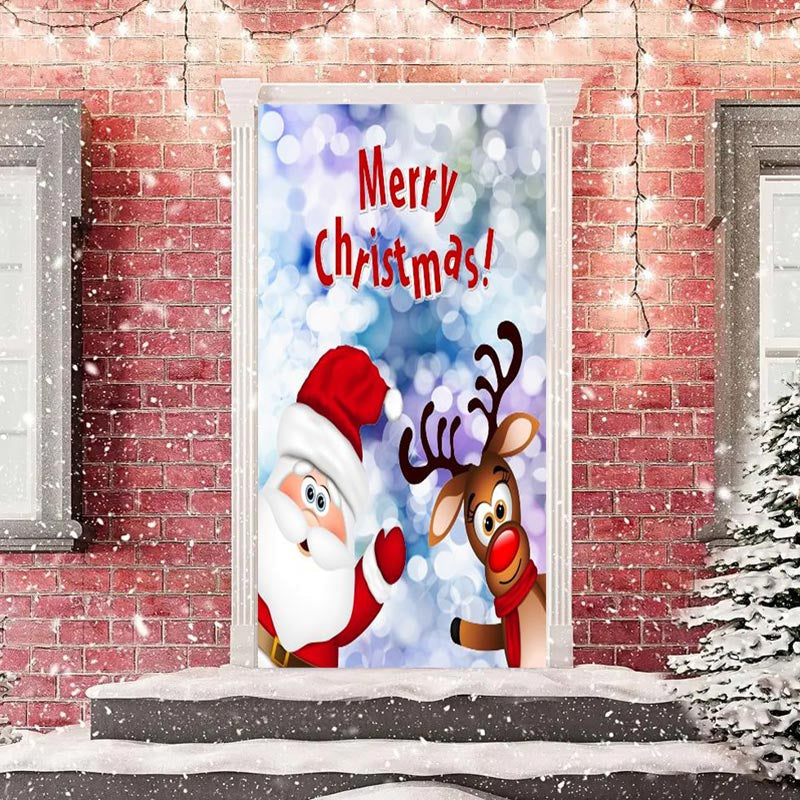 Aperturee - Lovely Bokeh Santa Claus Elk Christmas Door Cover