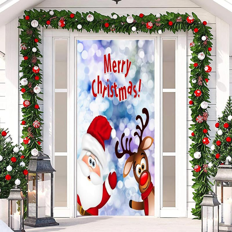 Aperturee - Lovely Bokeh Santa Claus Elk Christmas Door Cover