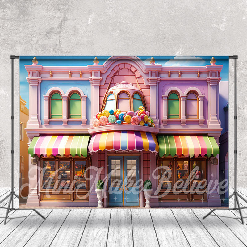 Aperturee - Lovely Candy Shop Photo Birthday Cake Smash Backdrop