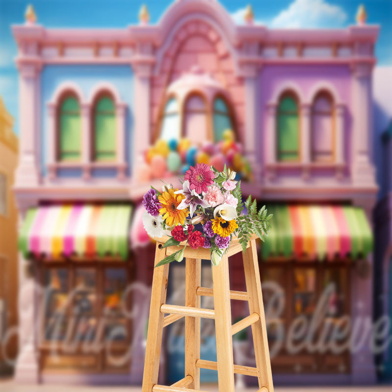 Aperturee - Lovely Candy Shop Photo Birthday Cake Smash Backdrop