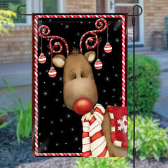 Aperturee - Lovely Elk Bauble Black Snow Christmas Garden Flag