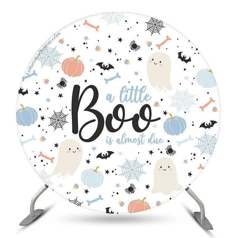 Aperturee Lovely Ghost Boo Halloween Baby Shower Round Backdrop