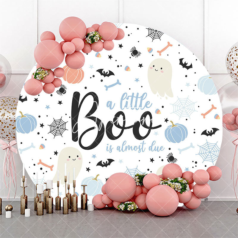 Aperturee Lovely Ghost Boo Halloween Baby Shower Round Backdrop