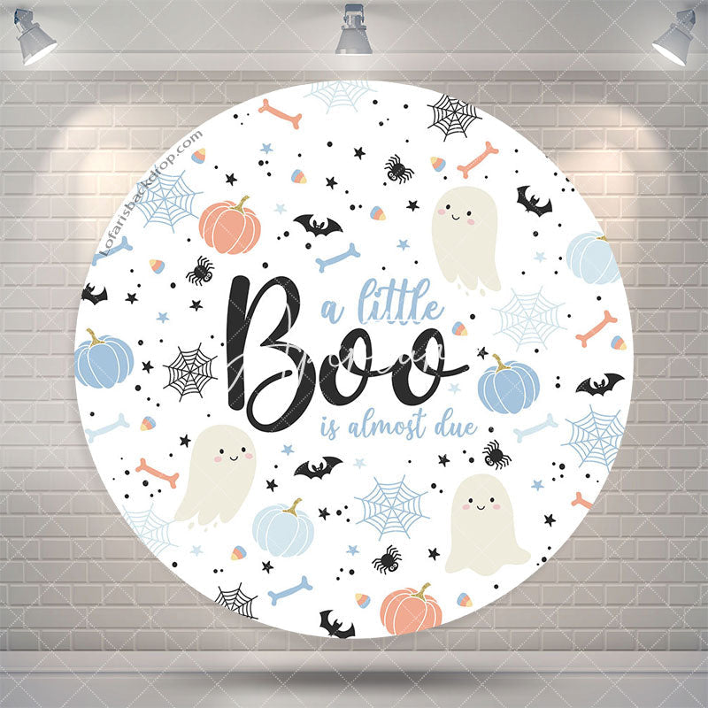 Aperturee Lovely Ghost Boo Halloween Baby Shower Round Backdrop