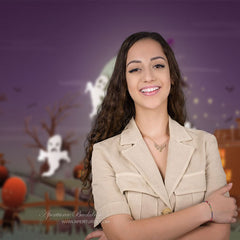 Aperturee - Lovely Ghosts Pumpkin Night Happy Halloween Backdrop