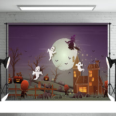 Aperturee - Lovely Ghosts Pumpkin Night Happy Halloween Backdrop