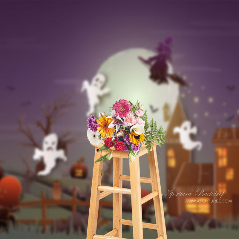 Aperturee - Lovely Ghosts Pumpkin Night Happy Halloween Backdrop