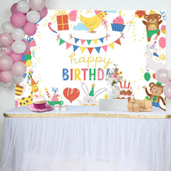 Aperturee - Lovely Happy Funny Animals Cake Birthday Backdrop