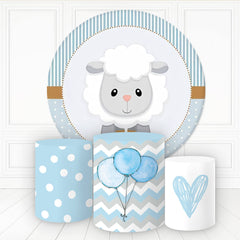 Aperturee Lovely Lamb Balloon Heart Round Backdrop Kit For Boy