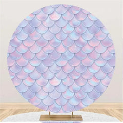 Aperturee - Lovely Mermaid Scales Simple Round Birthday Backdrop