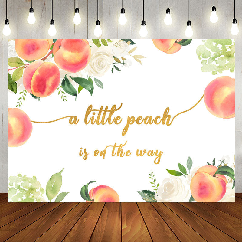 Aperturee - Lovely Peach and White Floral Baby Shower Backdrop