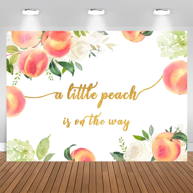 Aperturee - Lovely Peach and White Floral Baby Shower Backdrop