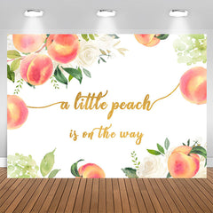 Aperturee - Lovely Peach and White Floral Baby Shower Backdrop