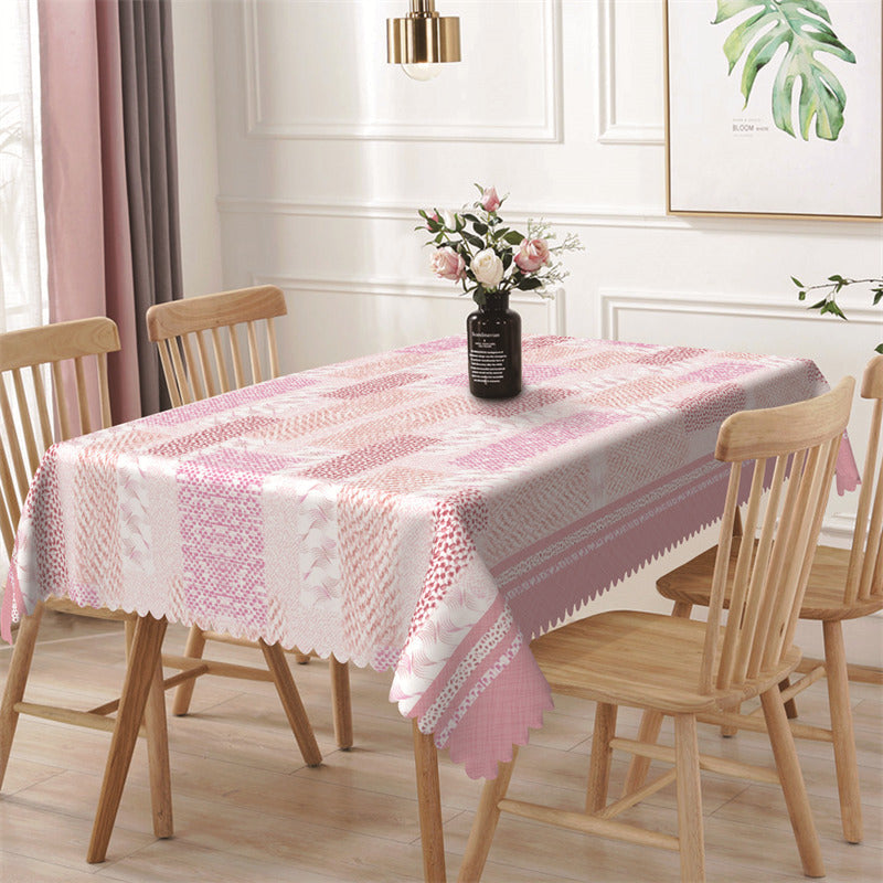 Aperturee - Lovely Pink Texture Plice Print Rectangle Tablecloth