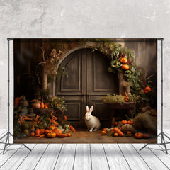 Aperturee - Lovely Rabbit Carrot Vintage Door Easter Backdrop