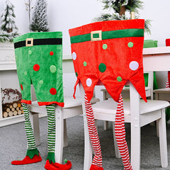 Aperturee - Lovely Red Green Elf Legs Pants Christmas Chair Cover