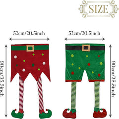 Aperturee - Lovely Red Green Elf Legs Pants Christmas Chair Cover