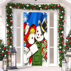 Aperturee - Lovely Snowmans Snowflake Door Cover For Christmas