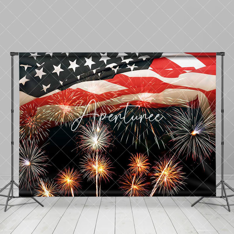 Aperturee - Lovely Spark Night Flag Independence Day Backdrop