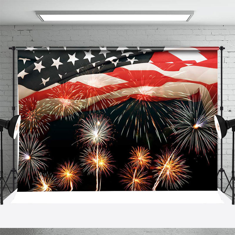 Aperturee - Lovely Spark Night Flag Independence Day Backdrop