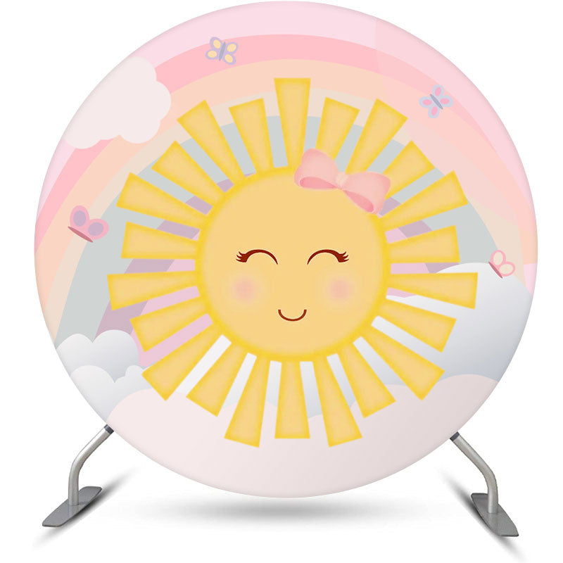 Aperturee - Lovely Sun Rainbow Theme Baby Shower Circle Backdrop Kit