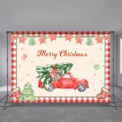 Aperturee - Lovely Truck With Christmas Tree Holiday Backdrop