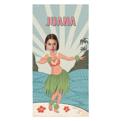 Aperturee - Luau Hawaiian Theme Custom Name Photo Beach Towel