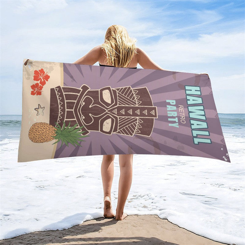 Aperturee - Luau Hawaiian Theme Custom Name Photo Beach Towel