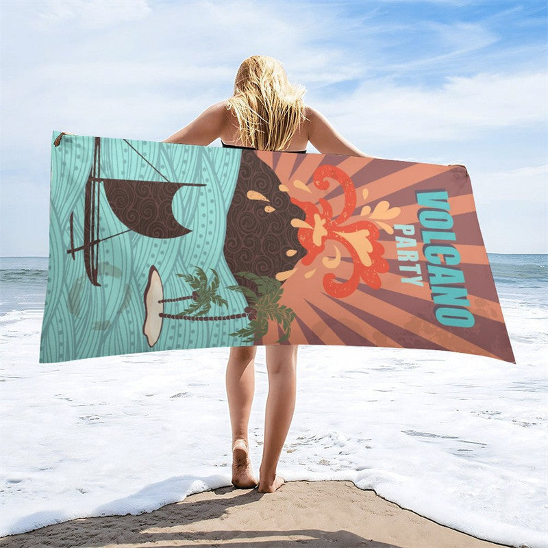 Aperturee - Luau Hawaiian Theme Custom Name Photo Beach Towel