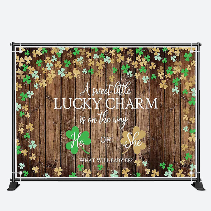 Aperturee - Lucky Charm Clovers Wood Wall Baby Shower Backdrop