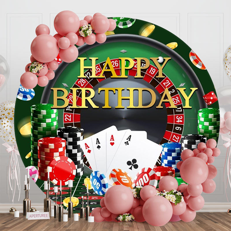 Aperturee - Lucky Gambling Chips Happy Birthday Backdrop For Men