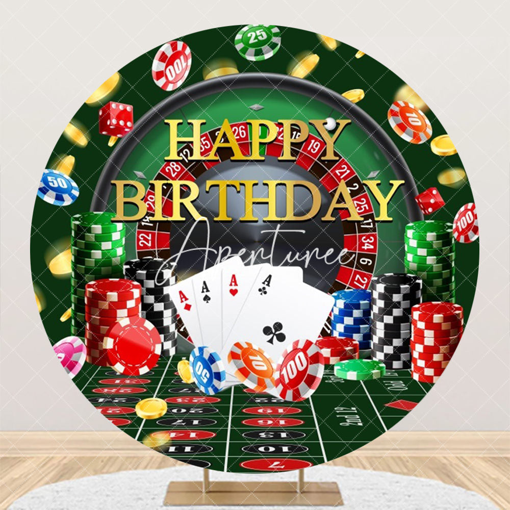 Aperturee - Lucky Gambling Chips Happy Birthday Backdrop For Men