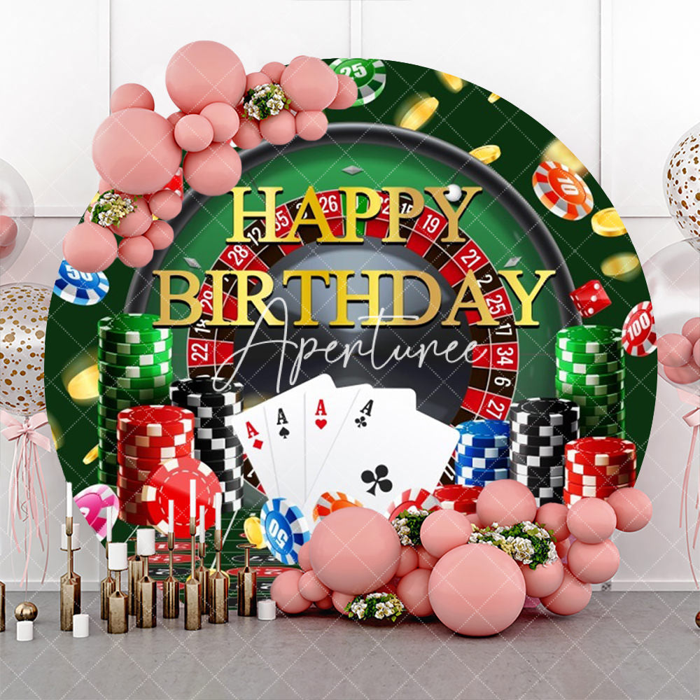 Aperturee - Lucky Gambling Chips Happy Birthday Backdrop For Men