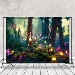 Aperturee - Luminous Nightfall Lichen Forest Photography Backdrop