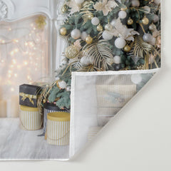 Aperturee - Luxurious Fireplace Gift White Christmas Backdrop