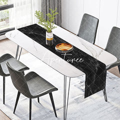 Aperturee - Luxurious Marble Texture Black Modern Table Runner