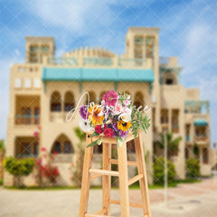 Aperturee - Luxury Beige Villa Architecture Backdrop For Photo