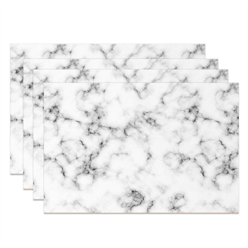 Aperturee - Luxury Black White Marbled Modern Set Of 4 Placemats