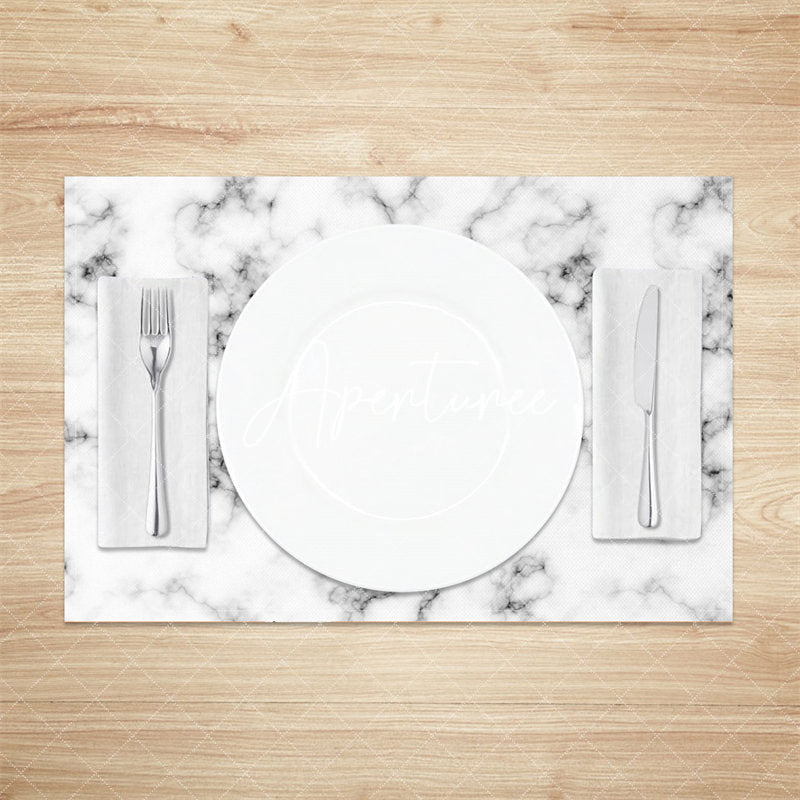 Aperturee - Luxury Black White Marbled Modern Set Of 4 Placemats