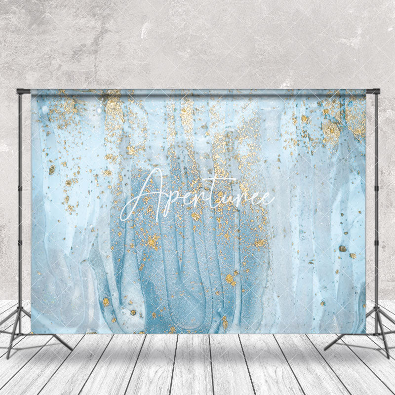 Aperturee - Luxury Blue Gold Marble Texture Photography Backdrop