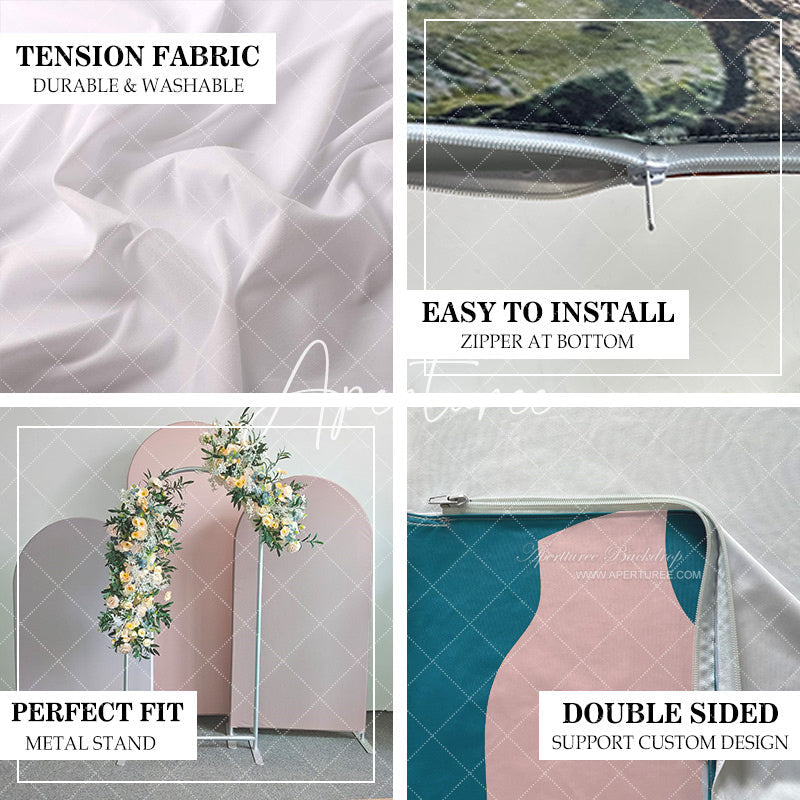 Aperturee - Luxury Blue Pink White Gold Marble Arch Backdrop Kit