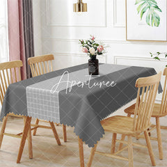 Aperturee - Luxury Dark Grey Checkered Line Rectangle Tablecloth