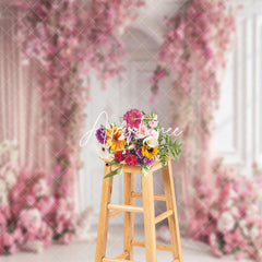 Aperturee - Luxury Door Pink Curtain Floral Wedding Backdrop